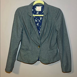 Quiksilver Gray Cotton Blazer Y2K Surf Skate Casual Jacket S